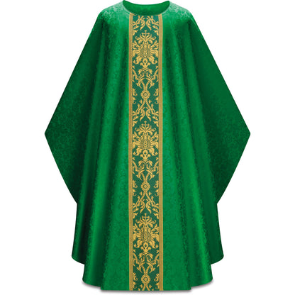 Chasuble Romaine Slabbinck en Damas Duomo avec Bande Tissée
