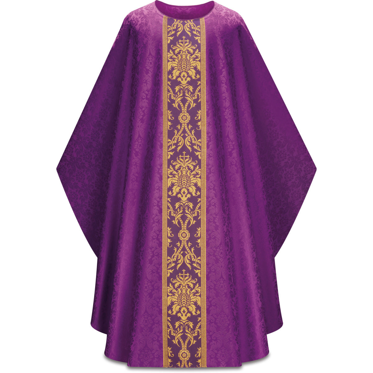 Chasuble Romaine Slabbinck en Damas Duomo avec Bande Tissée