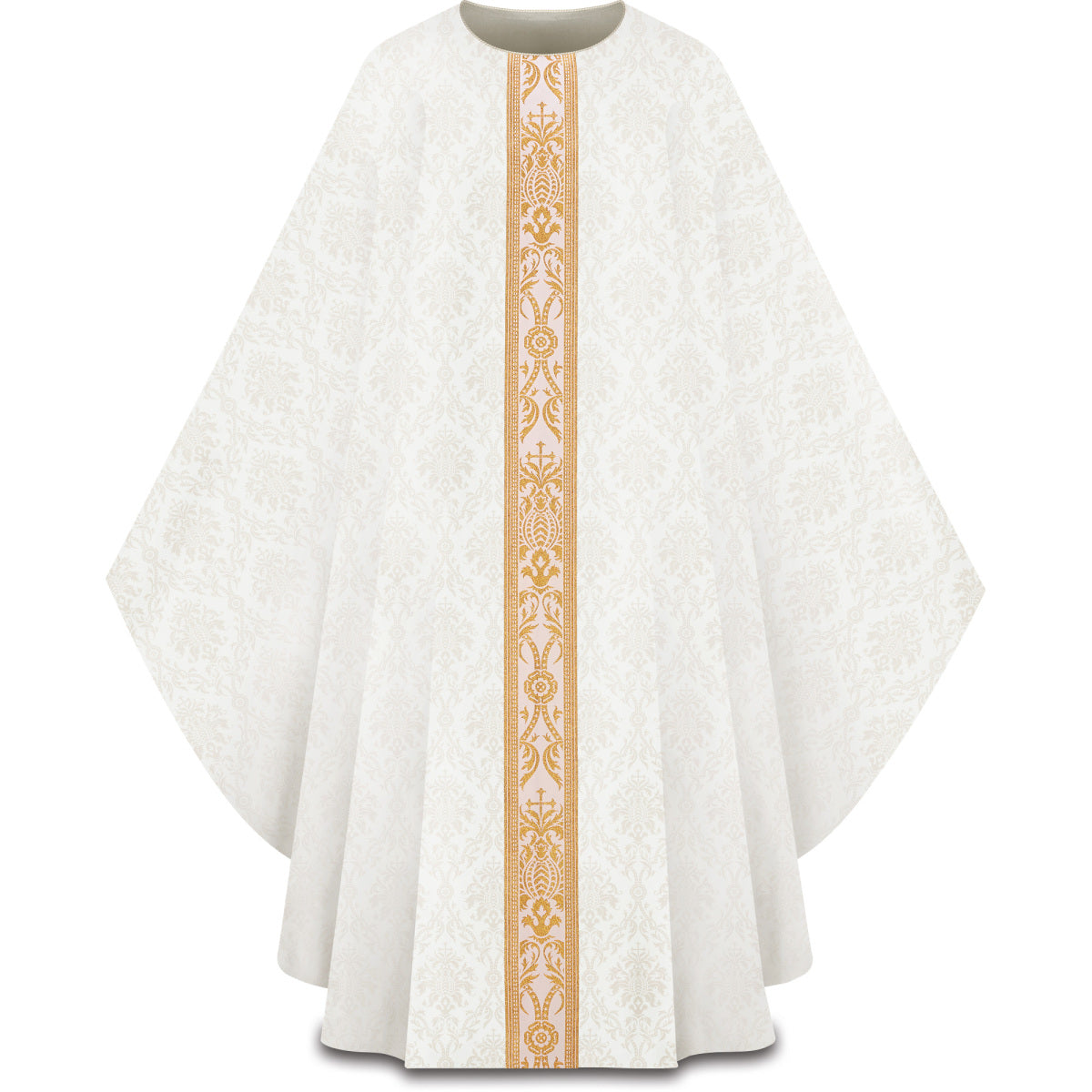 Chasuble Romaine Slabbinck en Tissu Ecclesia avec Orfroi en Brocart Doré