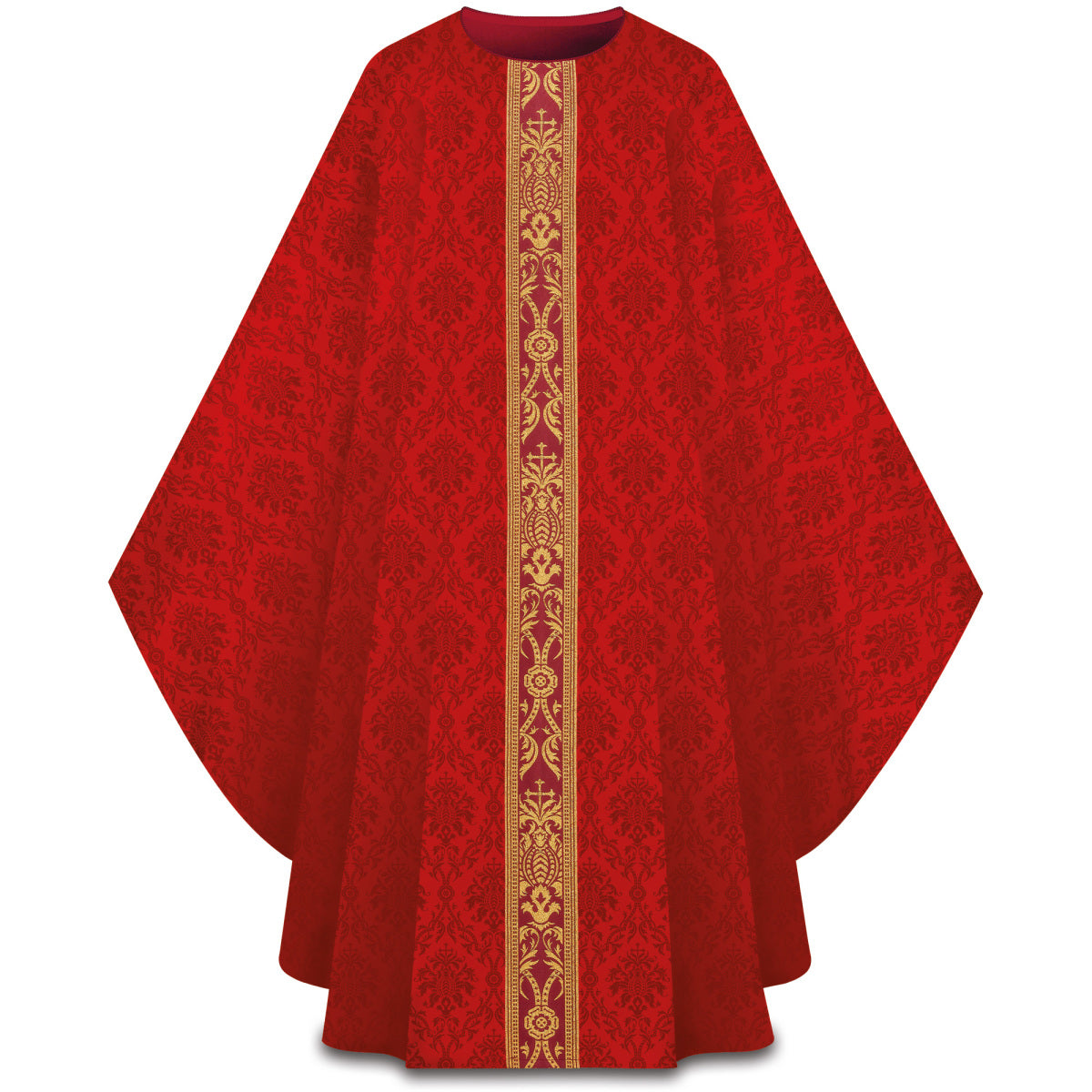 Chasuble Romaine Slabbinck en Tissu Ecclesia avec Orfroi en Brocart Doré