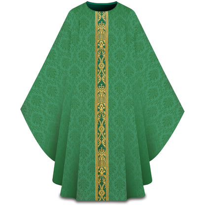 Chasuble Romaine Slabbinck en Tissu Ecclesia avec Orfroi en Brocart Doré