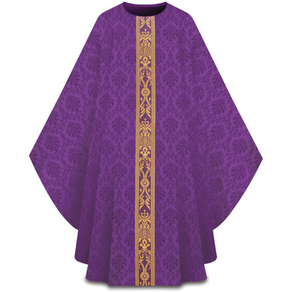 Chasuble Romaine Slabbinck en Tissu Ecclesia avec Orfroi en Brocart Doré