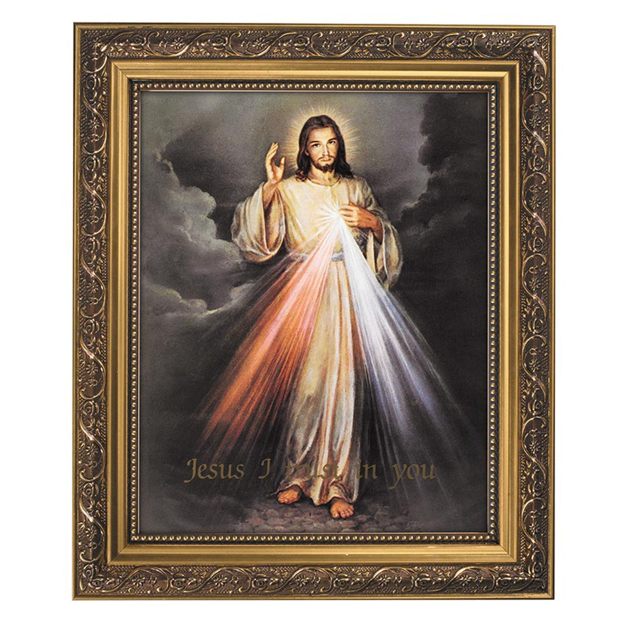 Divine Mercy Gold-Toned Framed Picture 10.5 x 12.5"
