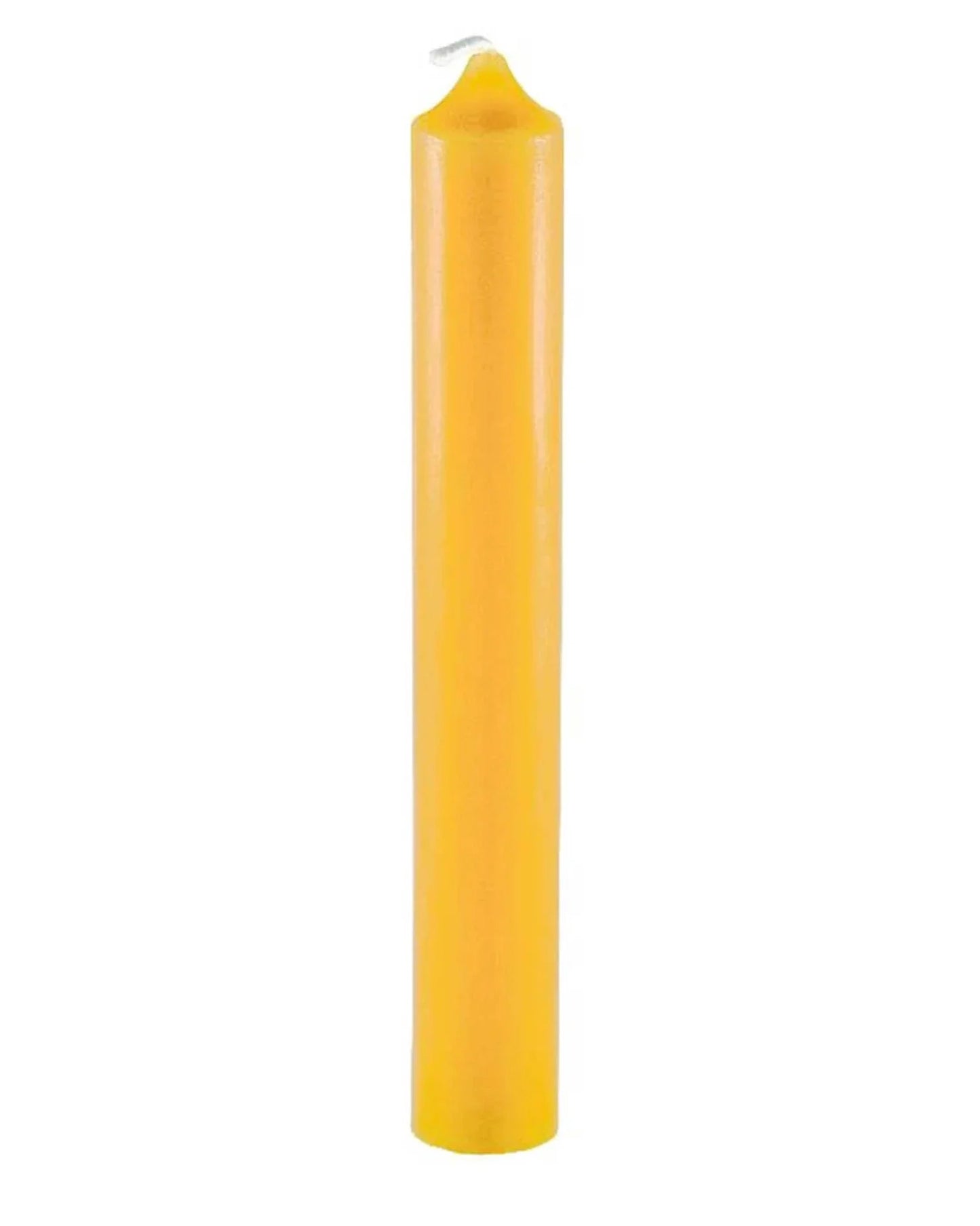 Yellow candle on a white background