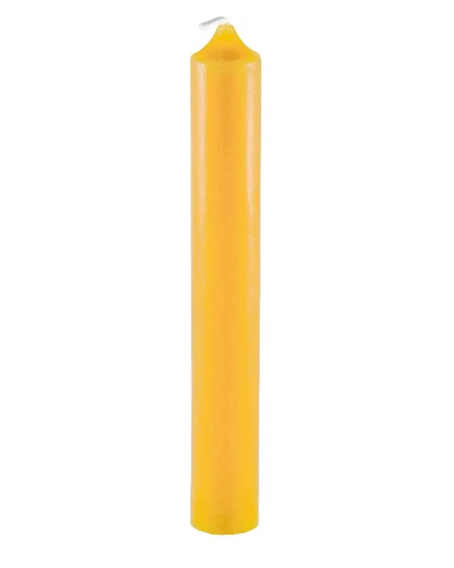 Yellow candle on a white background