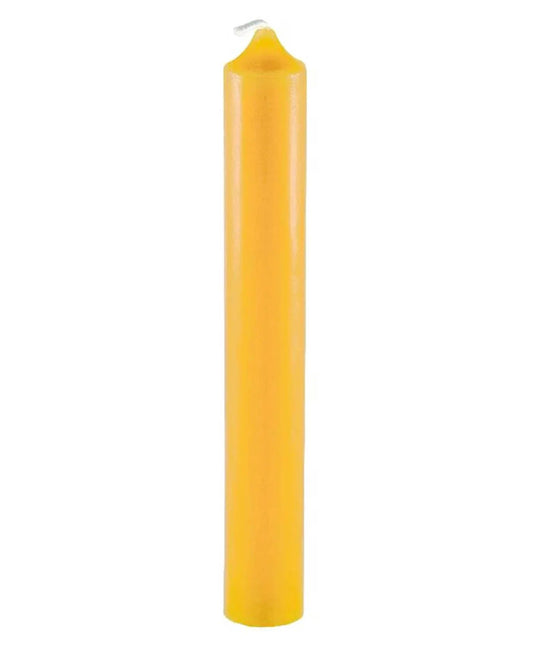Yellow candle on a white background