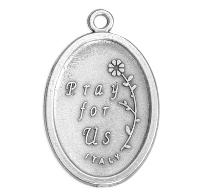 Médaille ovale vieillie en argent oxydé de Saint Charbel