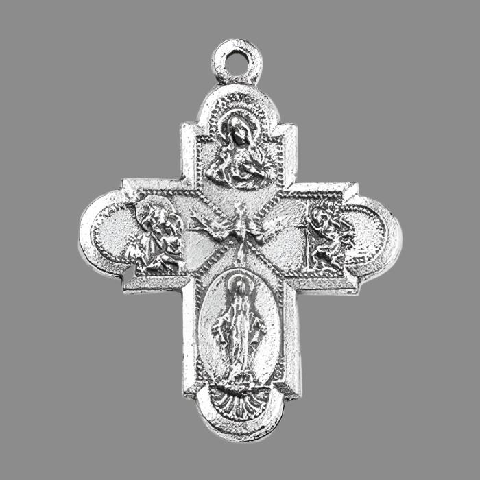 Four Way Cruciform Medal in Antique Silver 1-1/8"