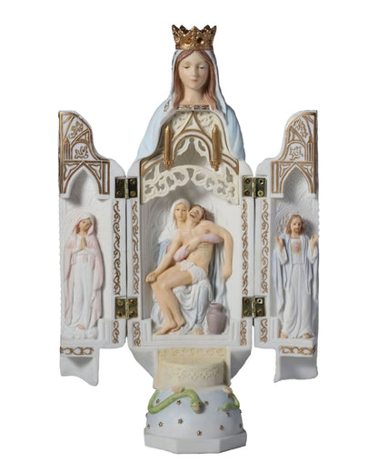 Nuestra Señora de los Dolores Estatua Abierta Pintada al Pastel 11"