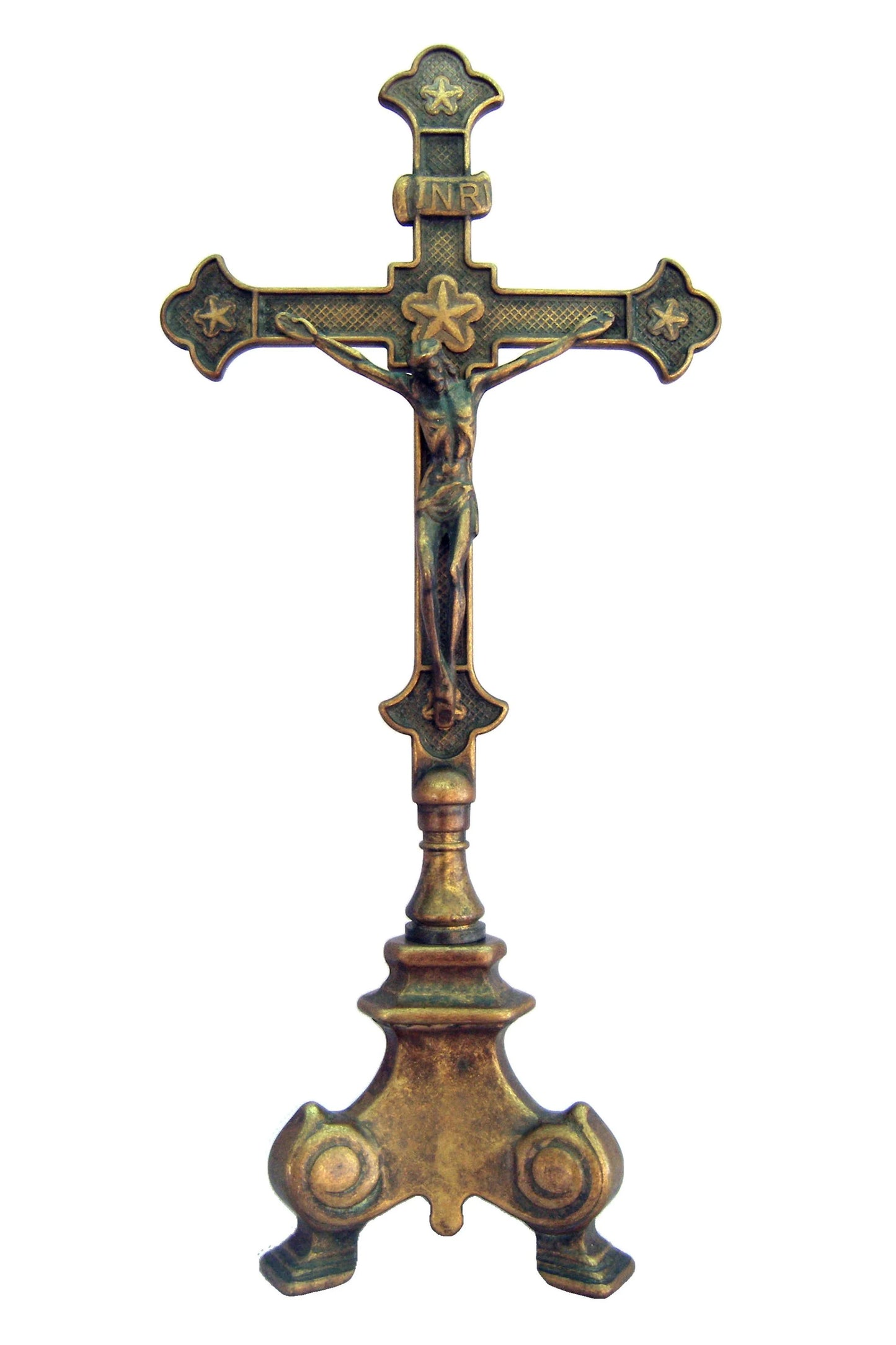 Standing Crucifix in antiqued brass
