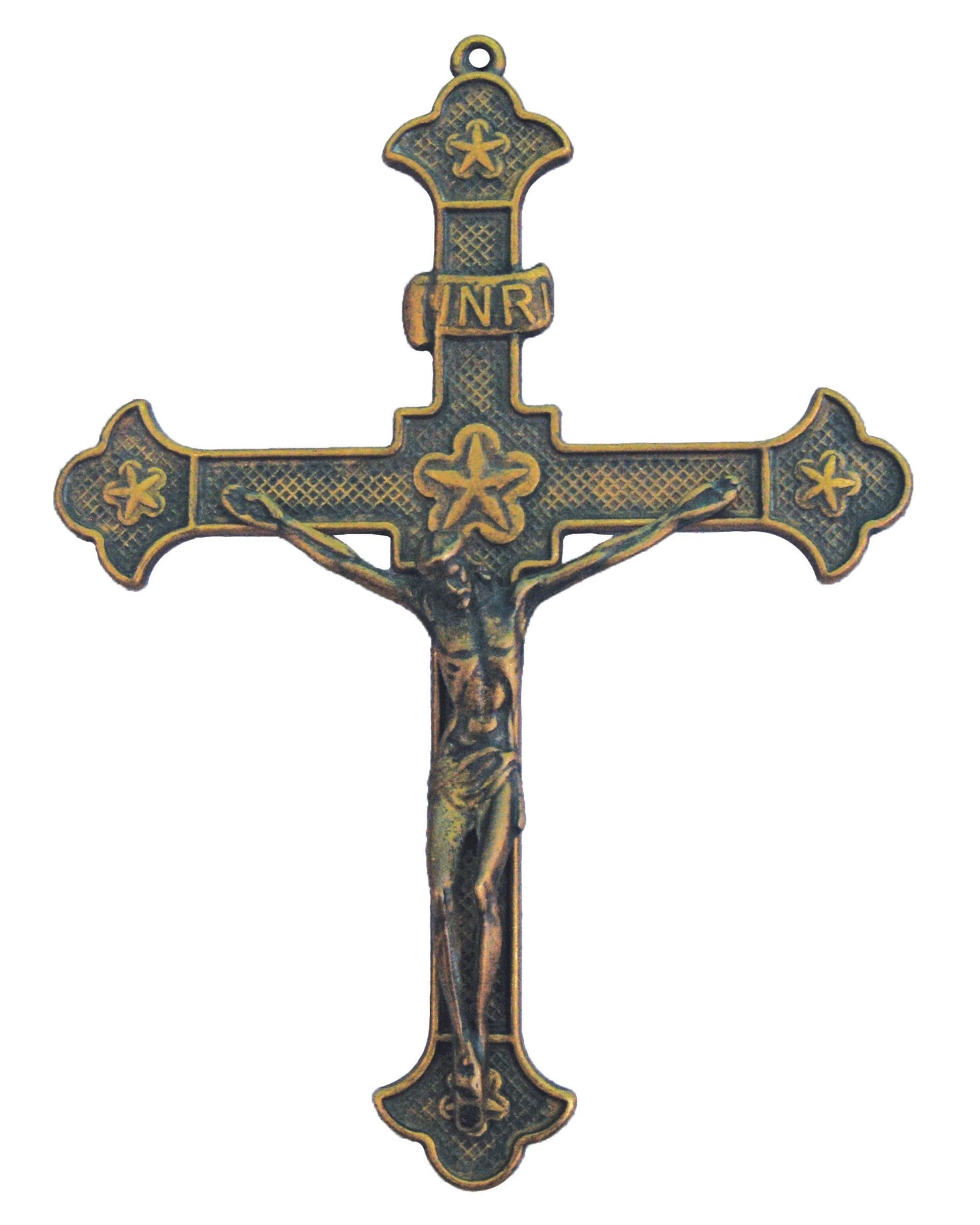 Crucifix en laiton vieilli 21 cm