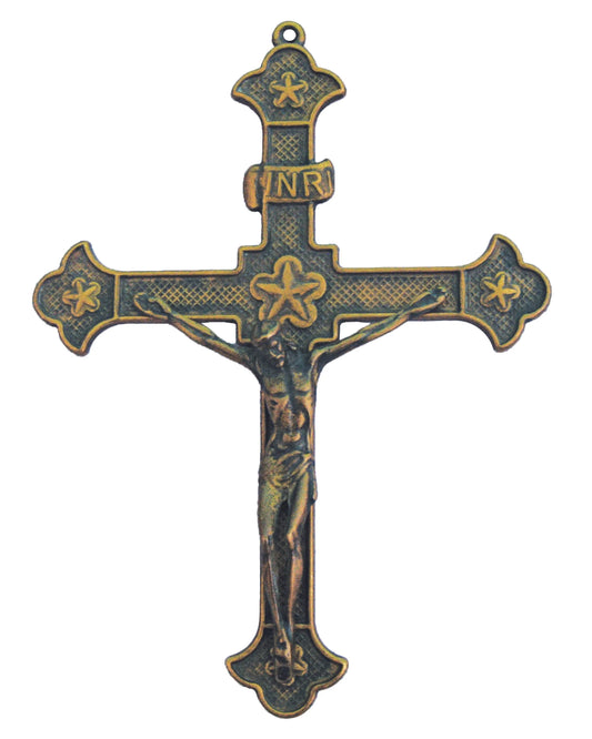 Crucifix en laiton vieilli 21 cm