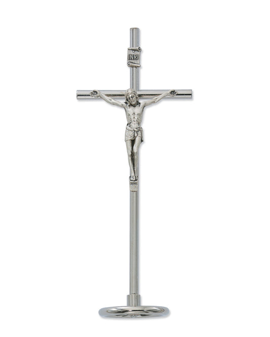 Thin Metal Standing Crucifix 6.5"