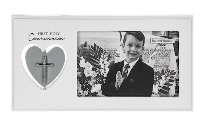 Cadre photo cœur rotatif en bois pour première communion 10x15 cm