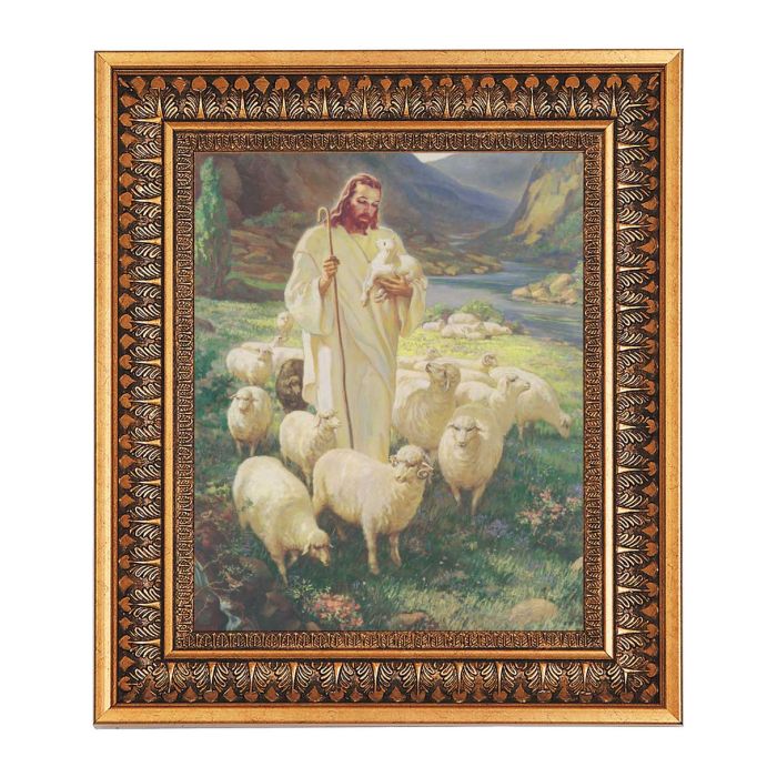 Good Shepherd Print in Vintage Bronze Frame 11.5 x 13.5