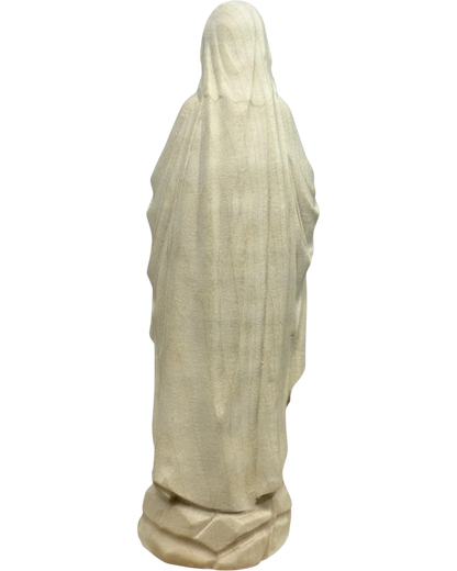 Estatua de la Virgen de Lourdes tallada a mano en madera de arce y tilo, Natural