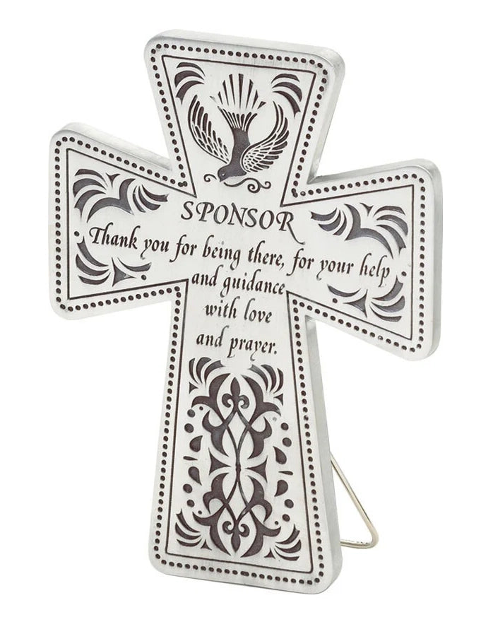 Pewter Confirmation Sponsor Standing Cross 5"