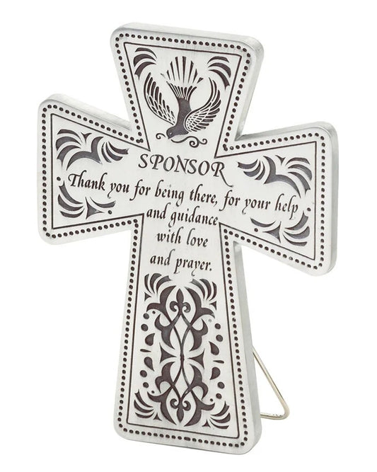 Pewter Confirmation Sponsor Standing Cross 5"