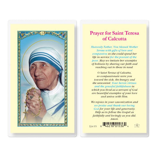 Saint Mother Teresa Laminated Holy Card