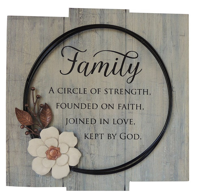 Rustic Family Strength Wall Plaque 11x11"