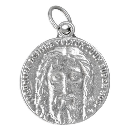 Holy Face of Jesus Medal in Antiqued Silver Finish