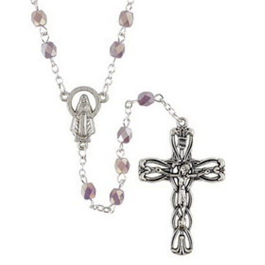 Lacquered Finish Amethyst Rosary