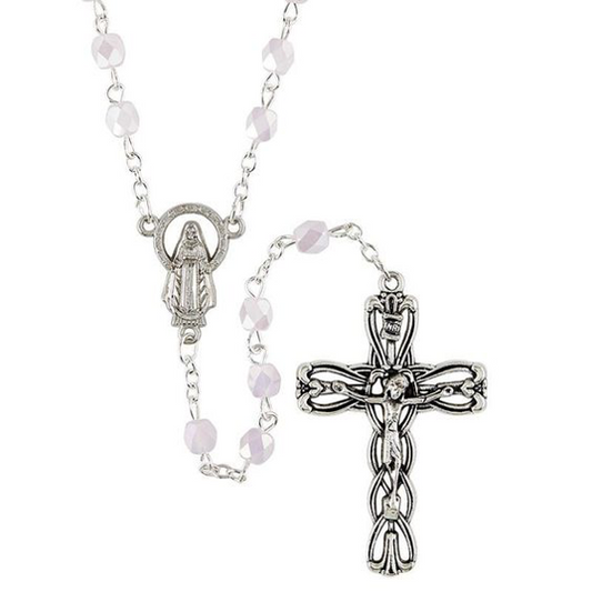 Lacquered Finish Pink Rosary