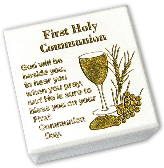 Wooden First Communion Keepsake Box 2" x 2"