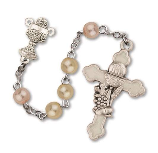 Pink & White Pearl First Communion Rosary