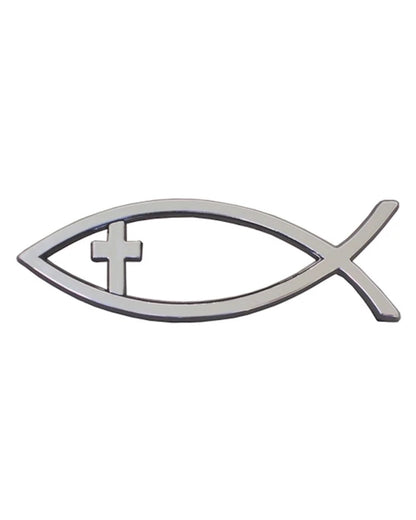 Calcomanía de auto: Pez con cruz