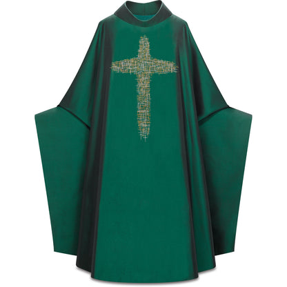 Chasuble monastique Slabbinck en mélange de soie Sentia avec croix brodées