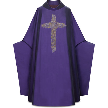 Chasuble monastique Slabbinck en mélange de soie Sentia avec croix brodées