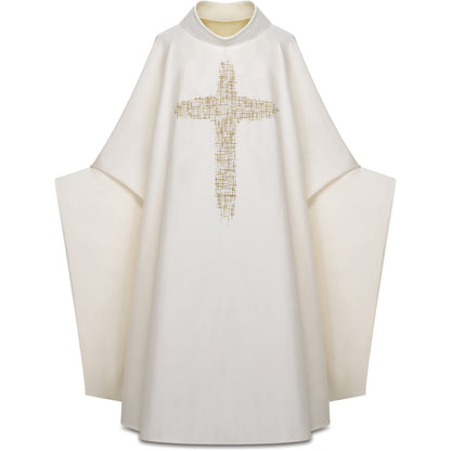 Chasuble monastique Slabbinck en mélange de soie Sentia avec croix brodées