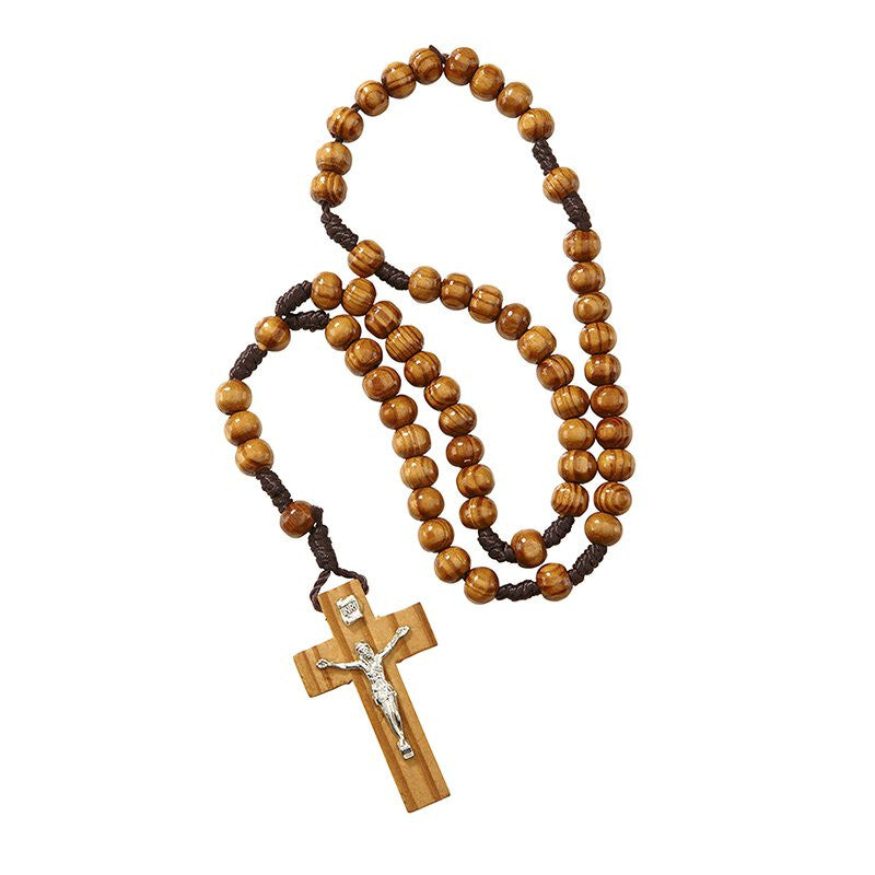 Rosario de cordón de madera de olivo de 6 mm