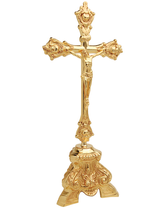 Gold crucifix on a white background