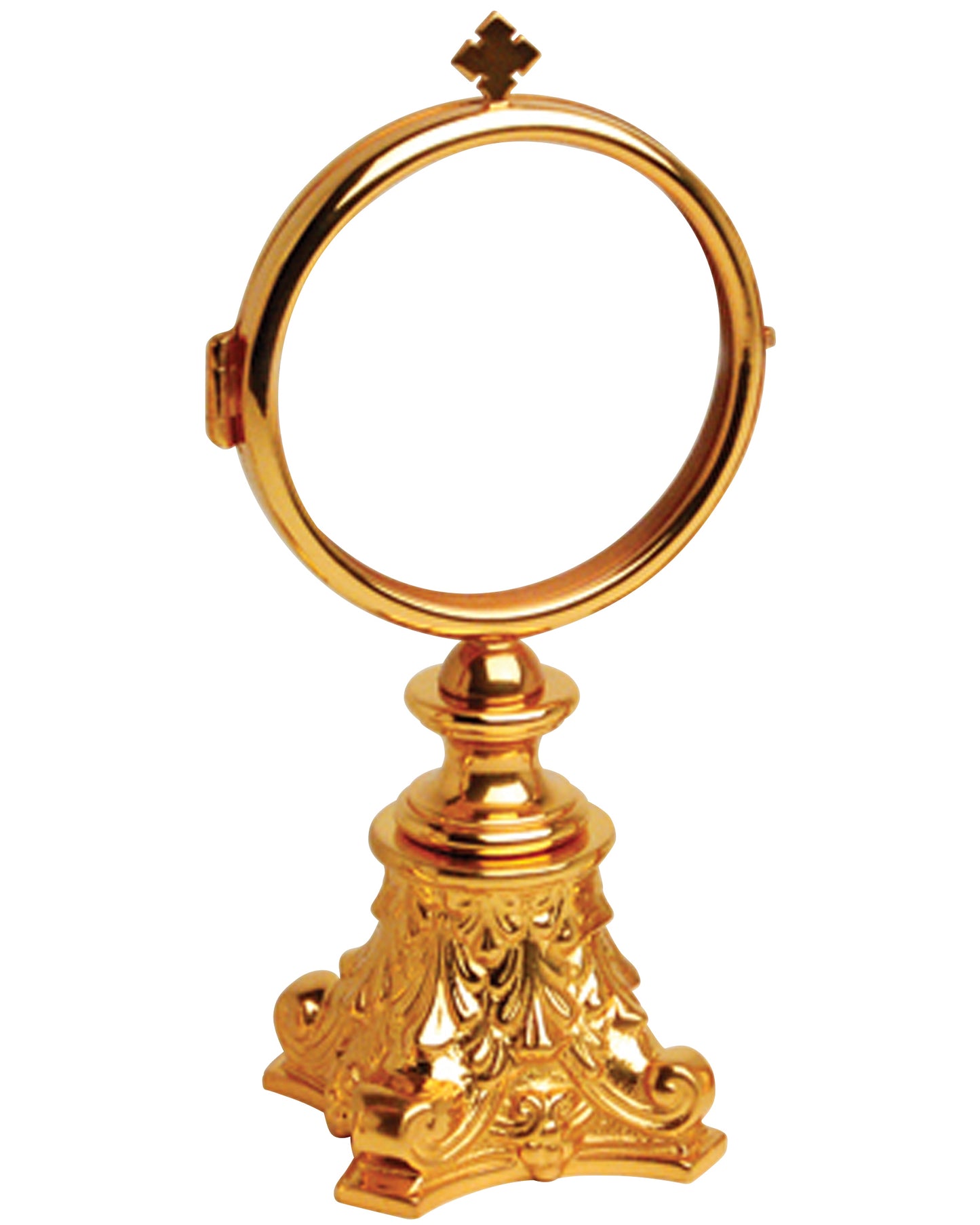 Custodia de capilla bañada en oro de 24K con luna fija – 6.75"
