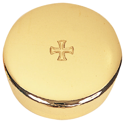 Gold round object with a cross emblem on a white background
