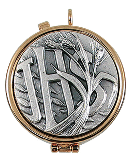 Compact mirror with 'THS' initials and floral design on a white background