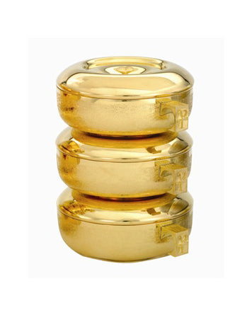 Ciboria Apilables con Textura de Paja de Oro de 24k