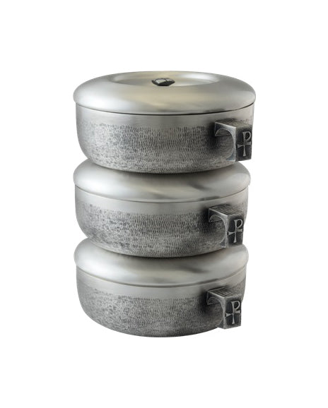 Ciborios apilables Silver Ox con textura de paja