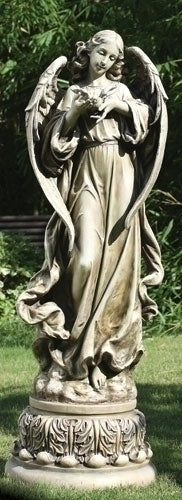 Angel with Dove Garden Statue - 46.75" H