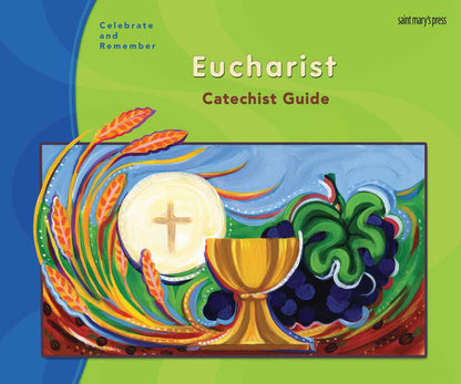 Cover of 'Eucharist Catechist Guide' with colorful design on a green and blue background