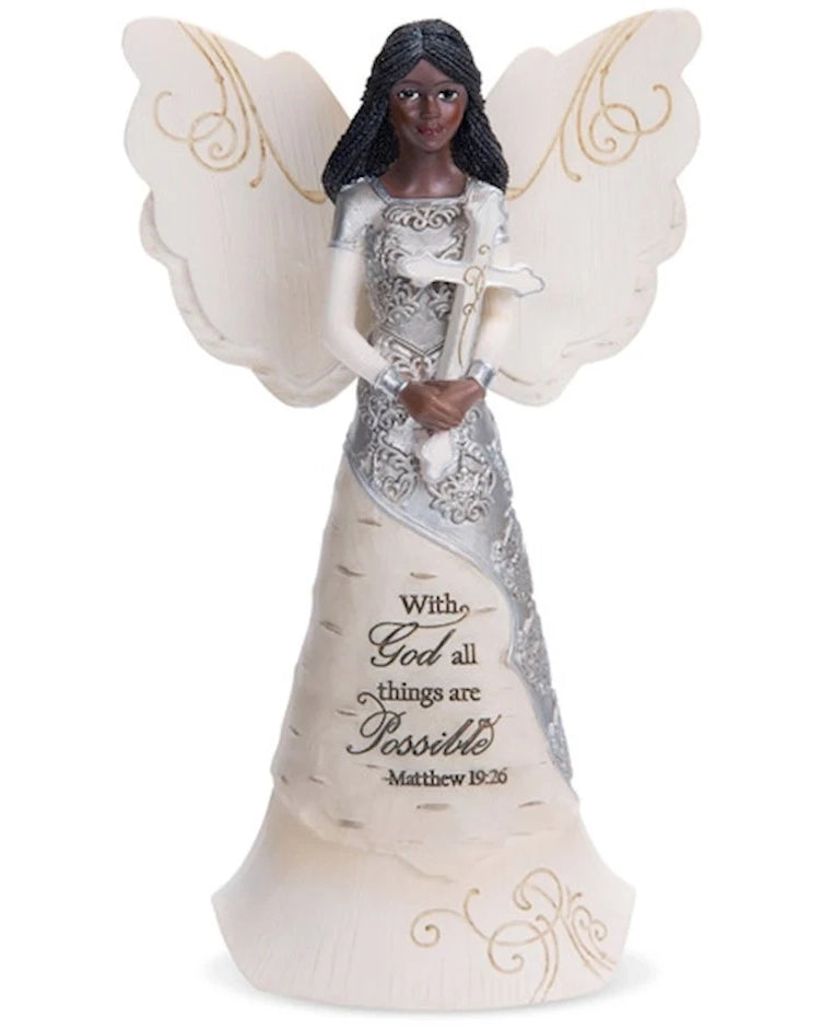 Angel Holding Cross Figurine 6.5"