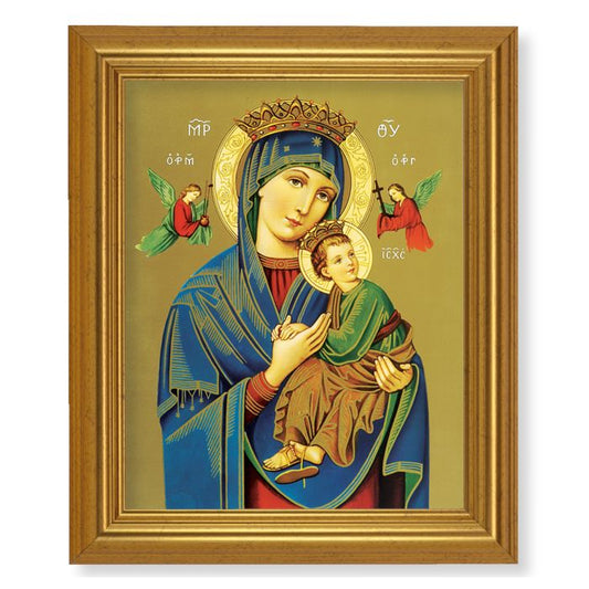 Gold Leaf Beveled Frame with Our Lady of Perpetual Help Textured Art