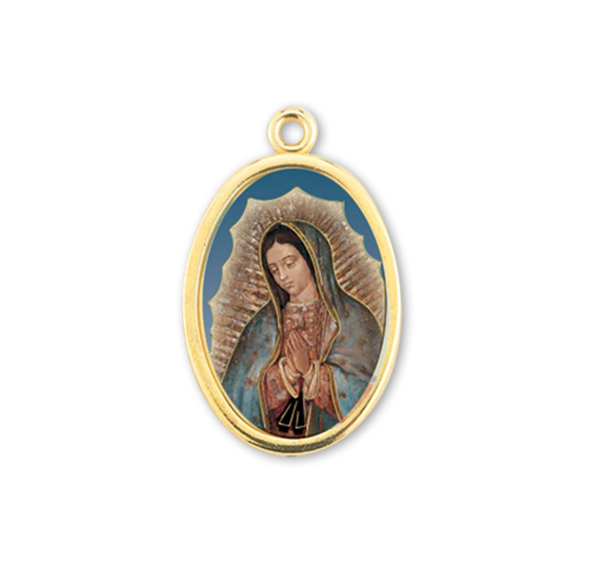 Our Lady of Guadalupe Help Gold Finish Picture Medal 1"