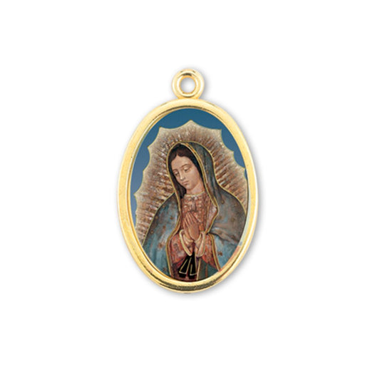 Our Lady of Guadalupe Help Gold Finish Picture Medal 1"