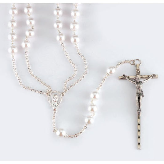 Silver Pearl Lasso Wedding Rosary