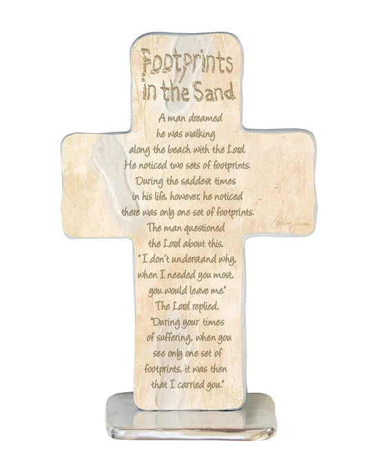 Footprints Standing Cross 4"