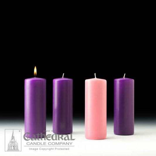 Juegos de velas de Adviento de pilar de estearina para iglesias (3x8)