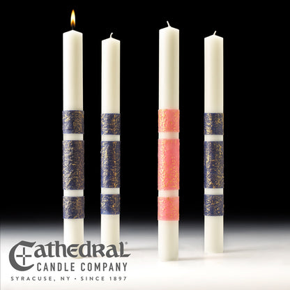 Artisan Wax Advent Candles: 3 Sarum Blue, 1 Rose
